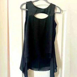 BCBGMaxazria Women’s XS Black Layered Dress Top